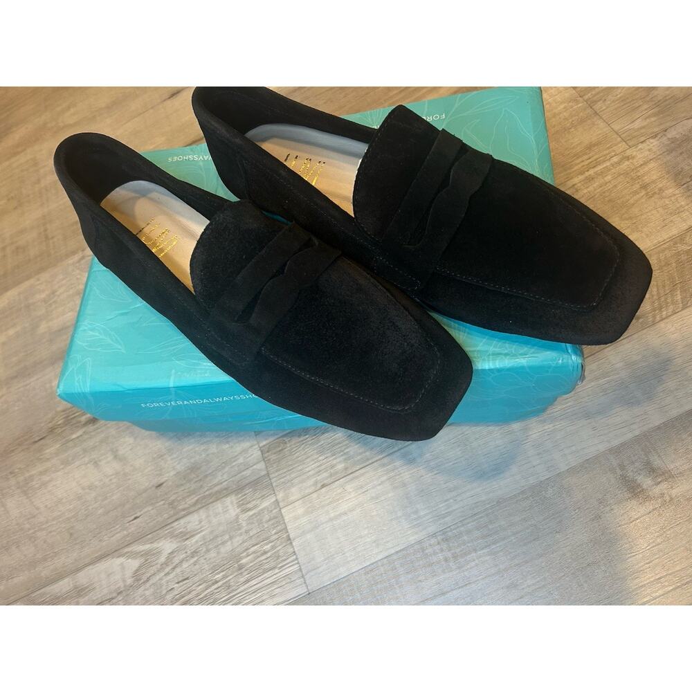 Women Penny Loafer Shoes Black Size 39 Morne Black Leather 100% Hand Made - Picture 8 of 12